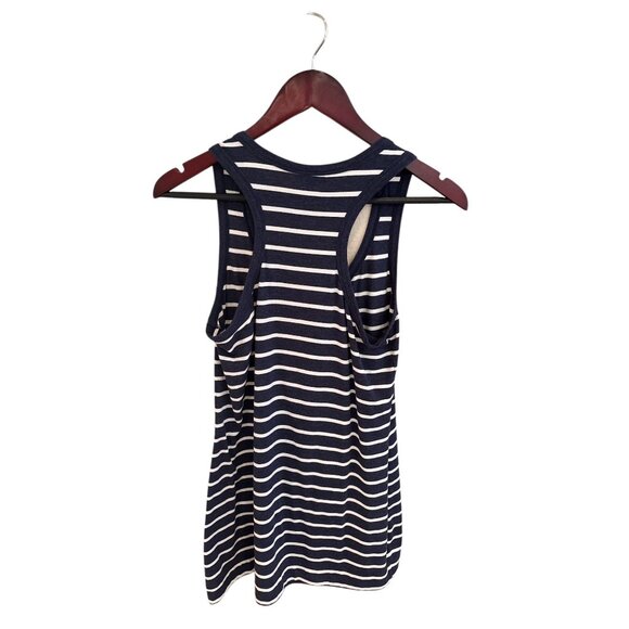 Athleisure Cabi Navy & White Striped Racerback tank top - Picture 3 of 7